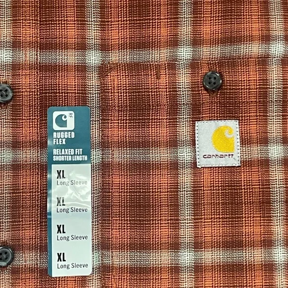 New Carhartt Mens Rugged Flex Relaxed Lightweight Flannel Long Sleeve Shirt XL - Picture 3 of 7
